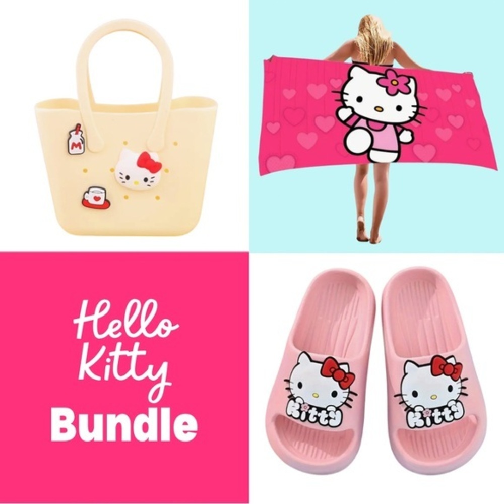 Hello Kitty | Girls Shoe Size 11.5 -12 | Tote Slides Towel